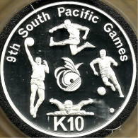 PAPUA NEW GUINEA 10 KINA SP GAMES SOCCER ETC FRONT BIRD EMBLEM BACK 1991 AG SILVER 1.4Oz FREAD DESCRIPTION CAREFULLY !!! - Papua New Guinea