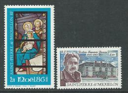 St Pierre Et Miquelon  N° 474 + 4 76  XX  Noël Et Hommage à François Dunan.  Les 2 Valeurs Sans Charnière, TB - Unused Stamps