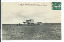 Grande Semaine De Champagne, Bunau Varilla Au Départ, Biplan Voisin 27,1909,  Voir Recto/verso. - Demonstraties