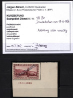 Saar,Dienst Nr.18,BRU,17.11.1926,xx,Befund - Unused Stamps