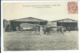 Grande Semaine De Champagne, Monoplan, Les Monoplans De Blériot, Hangars, Très Animée, Vue Rare, Voir Recto/verso. - Reuniones