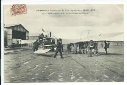 Grande Semaine De Champagne, Monoplan, Les Monoplans De Blériot Devant Leur Hangar, Vue Rare Animée, Voir Recto/verso. - Reuniones