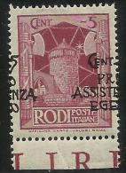 EGEO 1943 PRO ASSISTENZA EGEO OCCUPAZIONE TEDESCA 5 + 5 CENT.  MNH VARIETY - Egeo (Ocu. Alemana)