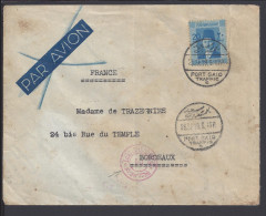 EGYPTE - 1939 -  LETTRE DE PORT SAID A DESTINATION DE BORDEAUX - FR - - Storia Postale