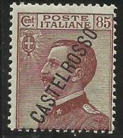 CASTELROSSO 1924 SOPRASTAMPATO D´ITALIA ITALY OVERPRINTED  85 CENT. MNH - Castelrosso