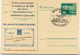 DDR P79-4b-78 C55 Postkarte PRIVATER ZUDRUCK 100 J. Postkarte Kuba + Jugend Sost.1978 - Privé Postkaarten - Gebruikt