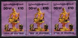 MYANMAR 1993 Statuettes 10k Strip Of 3 Used - Myanmar (Birma 1948-...)