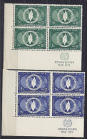 UnitedNations(New York)1952: HUMAN RIGHTS Yvert13/14mnh**Blocks Of 4 - Ongebruikt