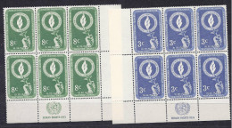 UnitedNations(New York)1955: HUMAN RIGHTS Yvert38-9mnh**Blocks Of 6 - Ungebraucht