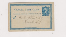Postal Stationery To Newark New Jersey - 1860-1899 Reinado De Victoria