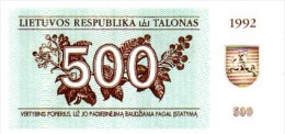 LITUANIE   500 Talonu  Emission De 1992 Pick 44      ***** BILLET  NEUF ***** - Litauen
