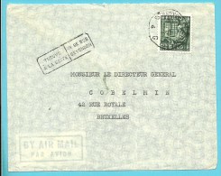 768op Brief Met Stempel BRUXELLES Op Luchtpostbrief, Maar Naar BRUSSEL En Toch De Stempel TROUVE A LA BOITE !! - 1948 Export