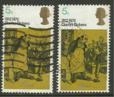 GB 1970 QE2 5d Dickens Error Frame Shift Up SG 827..( T771 ) - Errors, Freaks & Oddities (EFOs