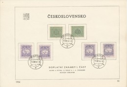 Czechoslovakia / First Day Sheet (1954/15) Praha 1 (7r): Postage Due Stamps (ornamental Motif) - Timbres-taxe