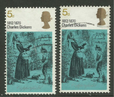 GB 1970 QE2 5d Dickens Error Frame Shift Up SG 826....( T763 ) - Variétés, Erreurs & Curiosités