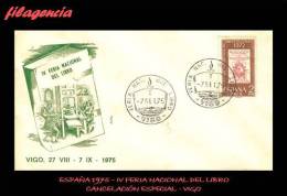 EUROPA. ESPAÑA. ENTEROS POSTALES. MATASELLO ESPECIAL 1975. IV FERIA NACIONAL DEL LIBRO EN VIGO - 1931-....