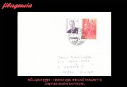 EUROPA. BÉLGICA. ENTEROS POSTALES. MATASELLO ESPECIAL 1993. HOMENAJE A RENÉ MAGRITTE - Enveloppes