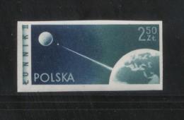 POLAND 1959 WATERMARK VARIETY W.III.2 2.50 ZL SPACE FLIGHTS DISCOVERING COSMOS IMPERF NHM Russia USSR Satellites - Abarten & Kuriositäten