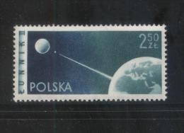POLAND 1959 WATERMARK VARIETY W.III.2 2.50 ZL SPACE FLIGHTS DISCOVERING COSMOS PERF NHM Russia USSR Satellites - Errors & Oddities