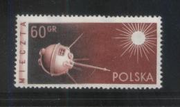 POLAND 1959 WATERMARK VARIETY W.IV 60GR SPACE FLIGHTS DISCOVERING COSMOS PERF NHM Russia USSR Satellites - Errors & Oddities