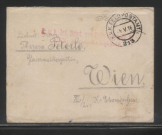 AUSTRIA HUNGARY 1916 WW1 4.V.16 FELDPOST 213 LETTER 81ST INFANTRY REGIMENT VON FALKENBAYN POSTED RUSSIA TO VIENNA - WW1