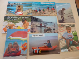 LOT DE 8 CARTES JEUNES ENFANTS A LA PLAGE.... - Collections, Lots & Séries