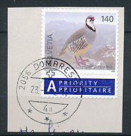 HELVETIA, SUISSE (2009), Oiseaux, Perdrix, Alectoris Graeca, Sur Fragment, Cachet Dombresson, Prioritaire, Priority - Rebhühner & Wachteln