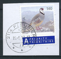 HELVETIA, SUISSE (2009), Oiseaux, Perdrix, Alectoris Graeca, Sur Fragment, Cachet Fleurier, Prioritaire, Priority - Perdrix, Cailles