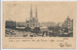 AUSTRIA, WIEN, MAXIMILIANPLATZ MIT VOTIVKIRCHE, Near EX Cond. PC, Used, 1900, Stamp Missing! - Wien Mitte