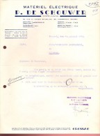 Factuur Facture Brief Lettre  - Matériel électrique - De Schouwer - Bruxelles 1953 - 1950 - ...