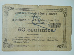 Aisne 02 Flavigny-le-grand Et Beaurains , 1ère Guerre Mondiale 50 Centimes 24-12-1914 R - Bons & Nécessité