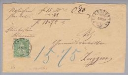 Heimat AG Wegenstetten 1882-12-08 NN-Brief Nach Zuzgen 25Rp. Sitzende Helvetia - Briefe U. Dokumente
