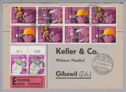 Schweiz Zusammendruck 1978-11-22 Zürich 8-er Block+ Auf Expressbrief Nach Gibswil - Zusammendrucke