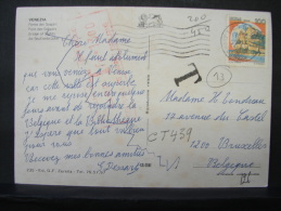 CT. 439. Taxe De 13 Fr Par Empreinte Mécanique  Sur CP Provenant D'Italie - Lettres & Documents