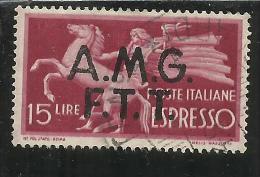 TRIESTE A 1947 - 1948 AMG - FTT ITALIA ITALY OVERPRINTED DEMOCRATICA LIRE 15 USATA USED - Posta Espresso