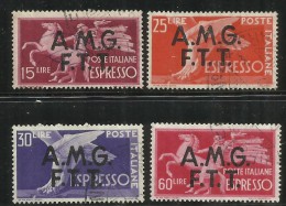 TRIESTE A 1947 - 1948 AMG - FTT ITALIA ITALY OVERPRINTED DEMOCRATICA ESPRESSI SERIE COMPLETA FULL SET USATA USED OBLITER - Exprespost