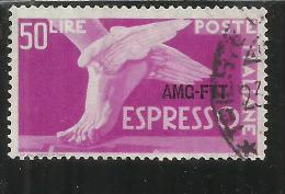 TRIESTE A 1952 AMG - FTT ITALIA ITALY OVERPRINTED DEMOCRATICA LIRE 50 USATO USED OBLITERE' - Exprespost