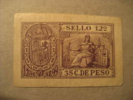 1899 35c 12º Clase Papel Timbrado Poliza Tasa Fiscal Oficial Tax Due Revenue Poster Stamp Label Vignette Viñ - Service