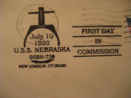 New London 1993 USS Nebraska SSBN-739 SUBMARINE Submarines Sub First Day COMMISSION Cancel Cover USA - Sottomarini