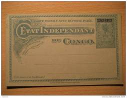 Etat Independant 15c+15c Reply Palm CONGO BELGE Overprinted Double Postal Stationery Card BELGIAN CONGO Belgium Africa - Entiers Postaux