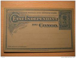 Etat Independant 15c+15c Reponse Reply Leopoldville 1897 Cancel Palm Double Stationery Card BELGIAN CONGO Belgium Africa - Postwaardestukken