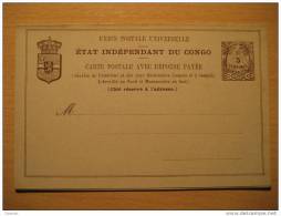 Etat Independant 5c + 10c Reponse Reply Palm Libreville Mossamedes Postal Stationery Card BELGIAN CONGO Belgium Africa - Stamped Stationery