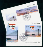 EGYPT / 2001 / JAPAN / OPENING OF SUEZ CANAL BRIDGE / FLAG / SHIP / 2 FDCs - Covers & Documents