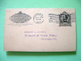 USA 1907 Stationery Stamped Postal Card - Used - Chicago To Chicago - 1c - Lincoln - With Answer (not Used) - Sheridan - 1901-20