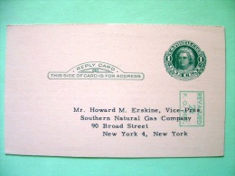 USA 1952 Stationery Stamped Postal Card - Used To New York - Gas Company - 1c Revalued 2c - Martha Washington - 1941-60