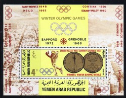 Yémen Du Nord 1968  Médaillés D'or Jeux Olympiques De Grenoble - Patin De Vitesse  Bloc Feuillet  *  MH - Yémen