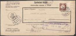 BuM1060 - Böhmen Und Mähren (1941) Pilsen 1 - Plzen 1 / Prag 1 - Praha 1 (acknowledgment Of Receipt) - Briefe U. Dokumente