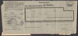 BuM1062 - Böhmen Und Mähren (1945) Klattau - Klatovy / Niemtschitz Bei Klattau - Nemcice U.. (acknowledgment Of Receipt) - Briefe U. Dokumente