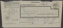 BuM1064 - Böhmen Und Mähren (1944) Klattau - Klatovy / Lub - Luby (acknowledgment Of Receipt) - Briefe U. Dokumente