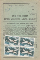 ORDRE DE REEXPEDITION DEFINITIF Affr PA 39 X 4  Obl MARSEILLE Av Du Prado Du 7.01.1970 - 1961-....